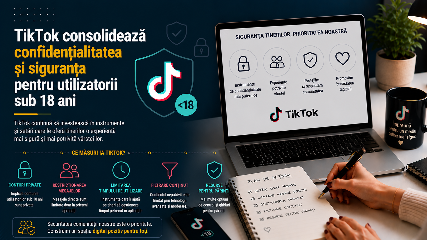 Tik Tok consolidează confidențialitatea și siguranța pentru utilizatorii sub 18 ani