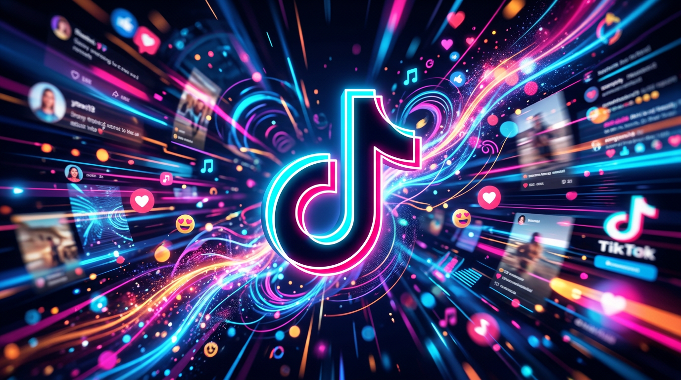 TikTok social media symbol on dynamic background